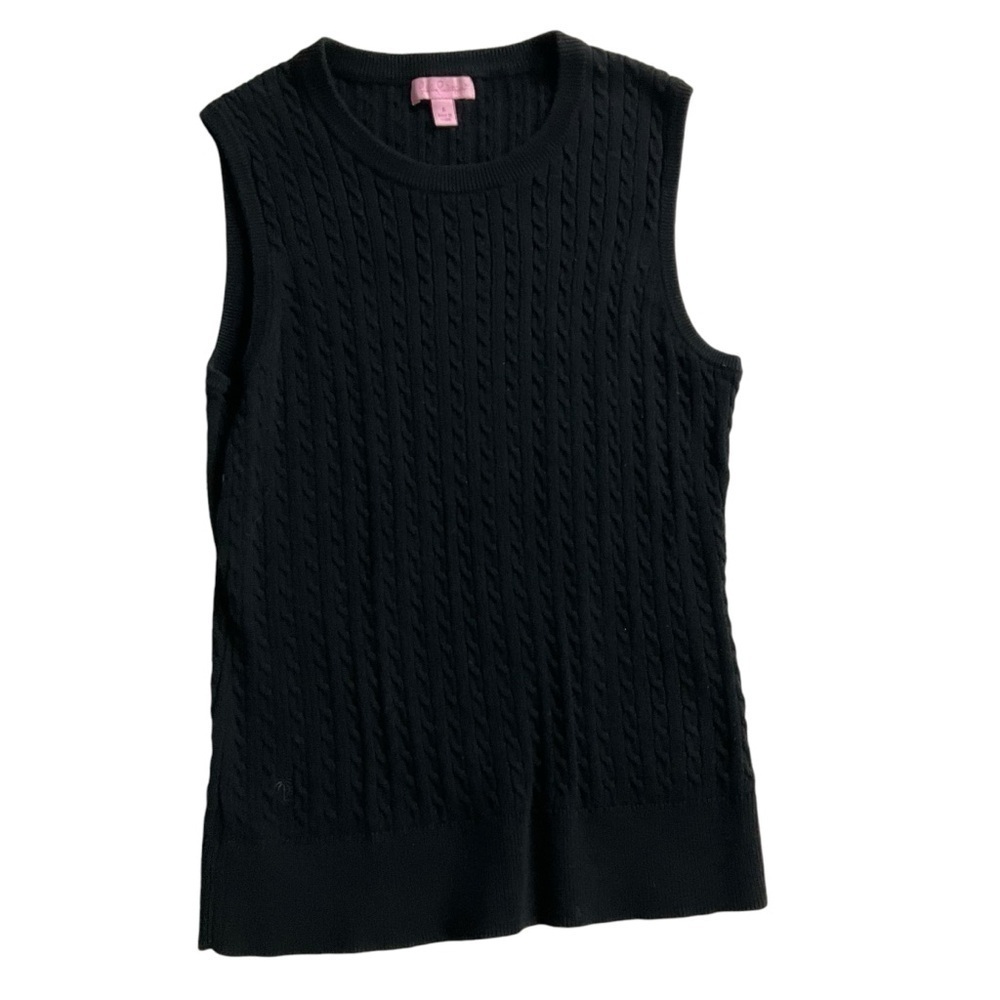 Lilly Pulitzer Black Sleeveless Crewneck Sweater Vest Size Small Cable-knit - Picture 9 of 12
